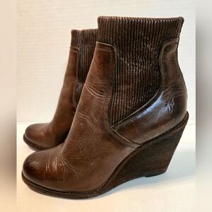 Frye Brown Ankle Boots with Wedge Heel